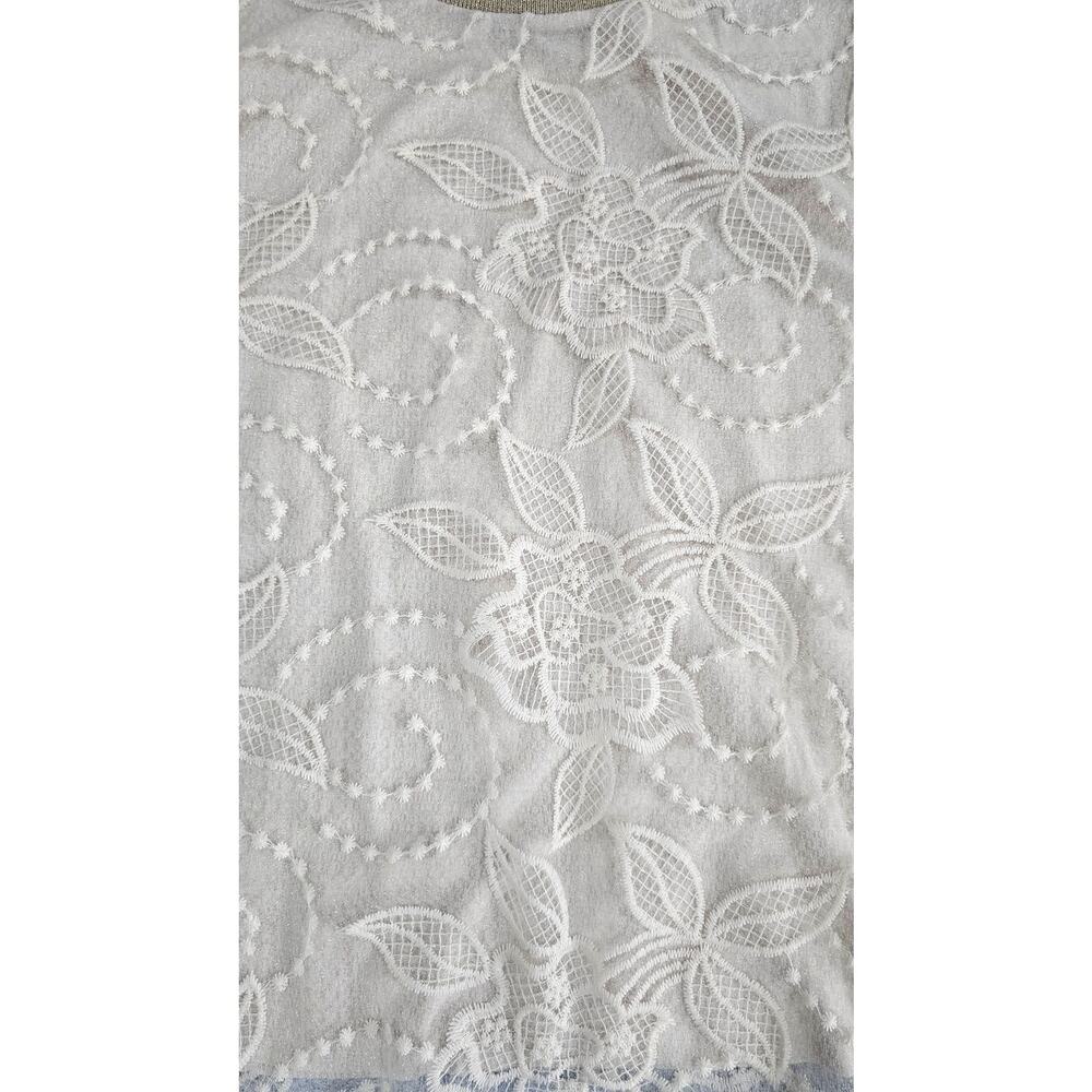 Astrid Floral Lace Overlay Top Metallic Trim Ivory XS Made in Italy NWT - Picture 15 of 15